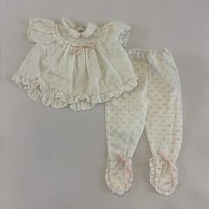 Vintage Baby Girl Alexis 2 Piece Set Footy Pants Outfit Tulips